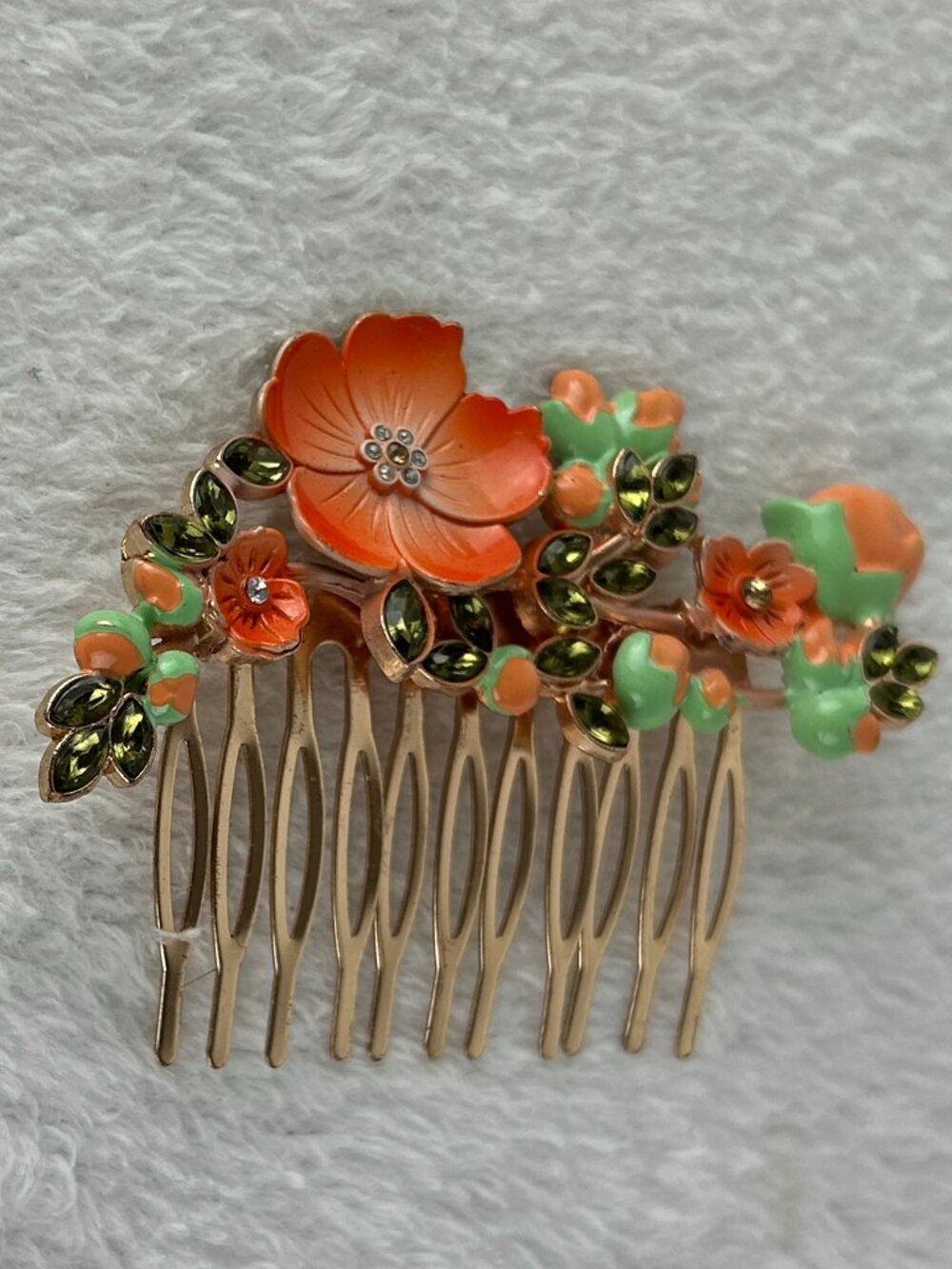 Vintage  Paris France Euro Disney Princess Hair Comb Colorful Flowers & Crystals